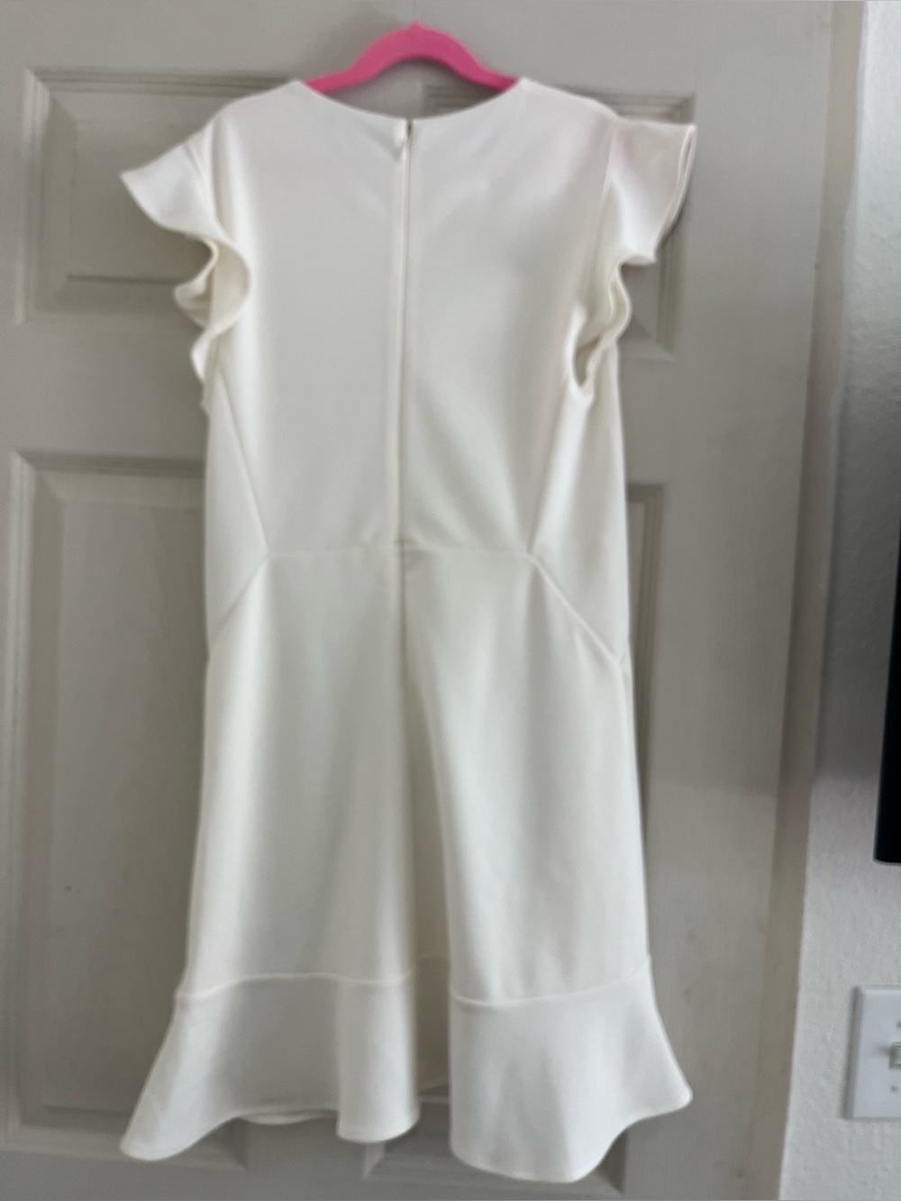 🤍 Express White Ruffle Cap-Sleeve Mini Dress | Size XS Petite - Picture 4 of 11